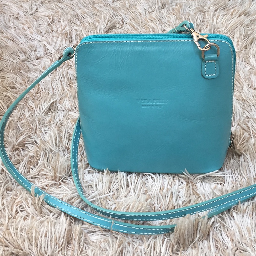 Vera Pelle Light Blue Leather Crossbody